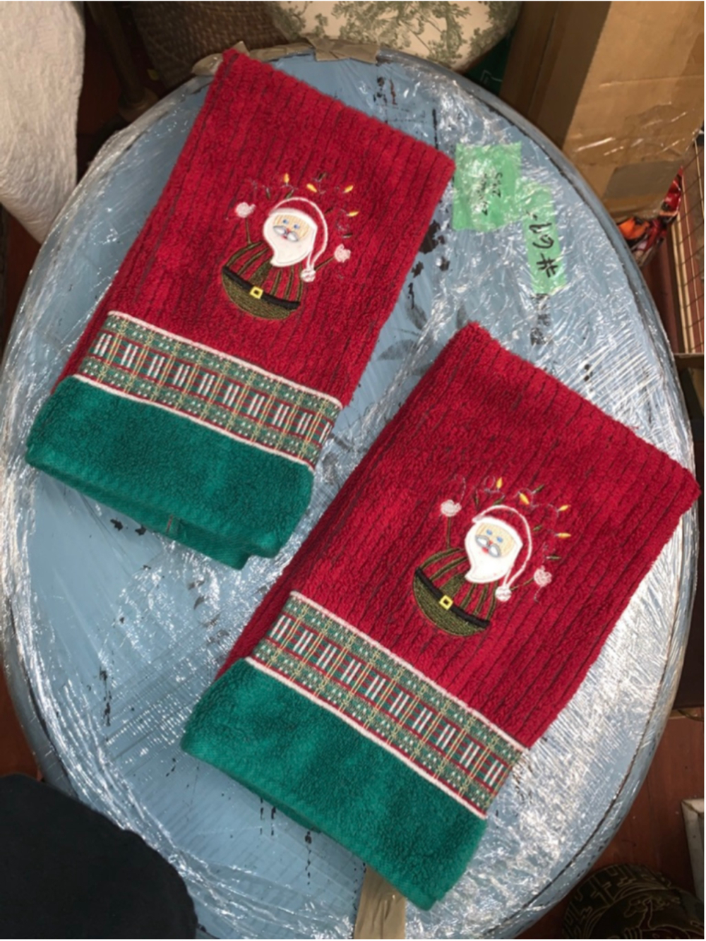 Christmas Street Christmas Santa Hand Towels Red Green One Size